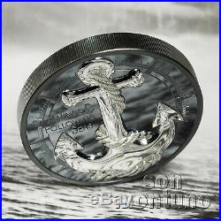 2 Oz Black Proof Silver Coin 2019 Cook Islands $10 SOLD OUT ANCHOR Fair Winds