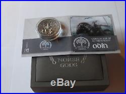 $10 Dollar 2015 Norse Gods Odin 2 oz Antique finish Cook Islands Silver Coin