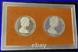 1973 COOK ISLANDS OFFICIAL 2 Oz STERLING SILVER PROOF SET (2) RAM PKG