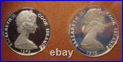 1973 COOK ISLANDS OFFICIAL 2 Oz STERLING SILVER PROOF SET (2) RAM PKG