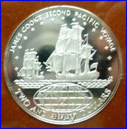 1973 COOK ISLANDS OFFICIAL 2 Oz STERLING SILVER PROOF SET (2) RAM PKG