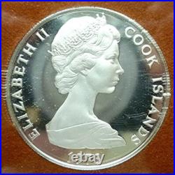 1973 COOK ISLANDS OFFICIAL 2 Oz STERLING SILVER PROOF SET (2) RAM PKG