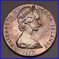 1973 Cook Islands $2 Dollars $2 QEII Coronation 0.76oz Silver Toned Proof Coin