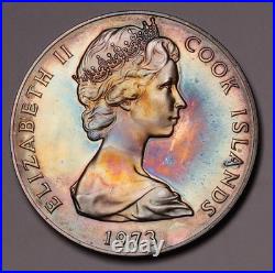 1973 Cook Islands $2 Dollars $2 QEII Coronation 0.76oz Silver Toned Proof Coin