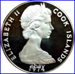 1974 COOK ISLANDS $50 DOLLAR CHURCHILL 3 Oz PROOF SILVER RARE BEAUTY