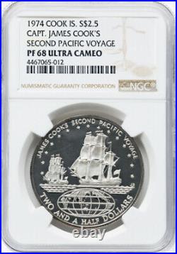1974 Captain James Cook Islands 2nd Voyage SILVER PROOF 0.925 Coin NGC BRITAIN