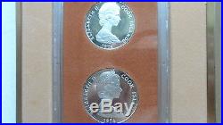 1974 Cook Islands 9 coin Proof Set with 2 SILVER Coins