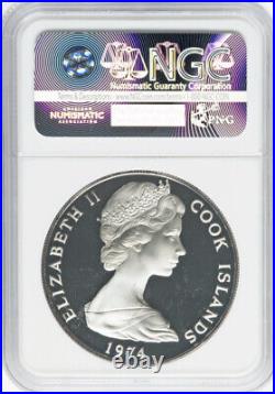 1974 Cook Islands Hervey Discovery $7.5 SILVER PROOF 0.925 1 Oz Coin NGC BRITAIN