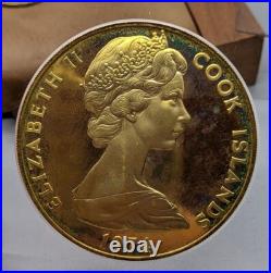 1974 Cook Islands William Churchill Man of the Century $50 Gilt Silver Coin