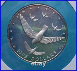1977 Cook Islands $5 Silver Proof Coin FDC Wildlife and Conservation Day #23/100