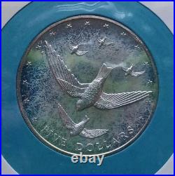 1977 Cook Islands $5 Silver UNC Coin FDC, Wildlife and Conservation Day #23/100