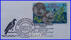 1977 Cook Islands $5 Silver UNC Coin FDC, Wildlife and Conservation Day #23/100