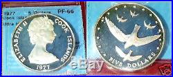 1977 Cook Islands Proof Silver Coin $5 UNCIRCULATED Certified HIGH GRADE 66