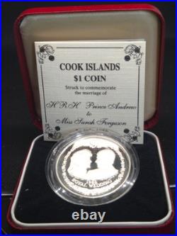 1986 Cook Islands $1 Silver Proof Piedfort-Royal Wedding