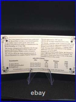 1986 Cook Islands $1 Silver Proof Piedfort-Royal Wedding