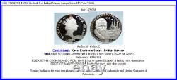 1988 COOK ISLANDS Elizabeth II w Fridtjof Nansen Antique Silver $50 Coin i75056