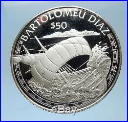 1988 COOK ISLANDS Portuguese Bartolomeu Diaz Silver $50 Coin SAILING SHIP i68585