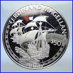 1988 COOK ISLANDS Portuguese FERDINAND MAGELLAN SHIP Silver $50 Coin Coin i73813