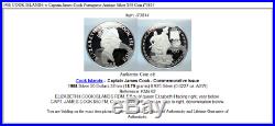1988 COOK ISLANDS w Captain James Cook Portuguese Antique Silver $50 Coin i73814