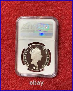 1988 FM Cook Islands Sir Francis Drake $50 Silver Coin NGC PF 70 UC TOP POP