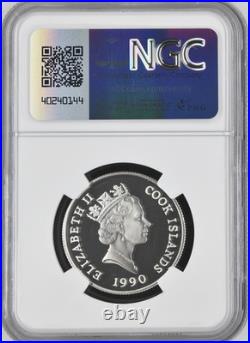 1990 Cook Islands 10 Dollars Endangered Wildlife Silver Proof NGC PF 69 DCAM