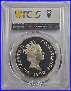 1990 Cook Islands 50 Dollars Peregrine Falcon Silver Coin Km# 119 PCGS PR 69DCAM