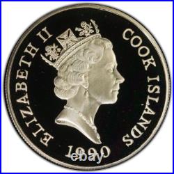 1990 Cook Islands 50 Dollars Peregrine Falcon Silver Coin Km# 119 PCGS PR 69DCAM