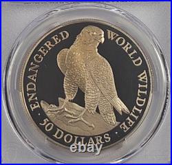 1990 Cook Islands 50 Dollars Peregrine Falcon Silver Coin Km# 119 PCGS PR 69DCAM