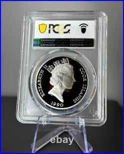1990 Cook Islands 50 Dollars Proof Silver Coin Black Rhino PR69DCAM Top Pop 1/0