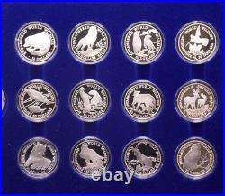 1990 Cook Islands Endangered World WILDLIFE (24 Coin) Silver Proof Set with Case