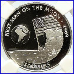 1991 COOK ISLANDS Elizabeth II MAN ON THE MOON Proof Silver $5 Coin NGC i105614