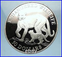 1991 COOK ISLANDS Proof Silver 50 Dollars COUGAR ENDANGERED SPECIES Coin i68534