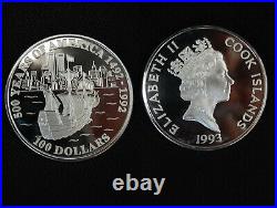 1992 Cook Islands 100 Dollars Silber 5oz Feinsilber 999 PP (proof) 63702