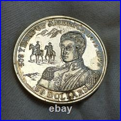 1993 Cook Islands $50.925 Silver America 1492-1992 José de San Martín