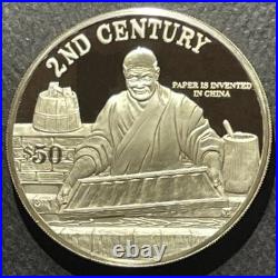 1997 COOK ISLANDS $50 DOLLARS 2 CENTURY CHINESE PAPERMAKER 1 Oz PROOF SILVER