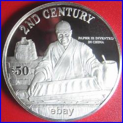 1997 COOK ISLANDS $50 DOLLARS 2 CENTURY CHINESE PAPERMAKER 1 Oz PROOF SILVER