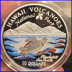 1997 COOK ISLANDS Elizabeth II HAWAII VOLCANOES PF Silver 10 Dollars Coin