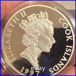 1997 COOK ISLANDS Elizabeth II HAWAII VOLCANOES PF Silver 10 Dollars Coin