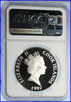 1997 COOK ISLANDS Genghis Khan 1100's Proof Silver 50 Dollars Coin NGC i105680