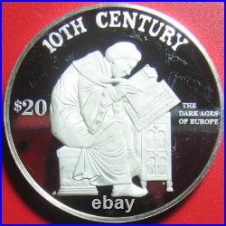 1997 Cook Islands $20 Proof. 95 Oz Silver Dark Ages Europe Monk Writing Rarecoin