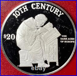 1997 Cook Islands $20 Proof. 95 Oz Silver Dark Ages Europe Monk Writing Rarecoin