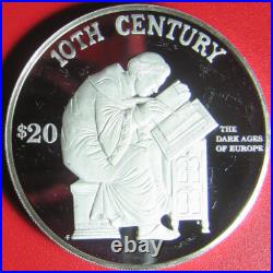 1997 Cook Islands $20 Proof. 95 Oz Silver Dark Ages Europe Monk Writing Rarecoin