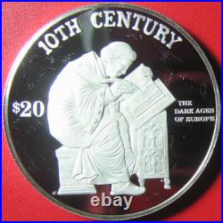 1997 Cook Islands $20 Proof. 95 Oz Silver Dark Ages Europe Monk Writing Rarecoin