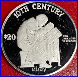 1997 Cook Islands $20 Proof. 95 Oz Silver Dark Ages Europe Monk Writing Rarecoin