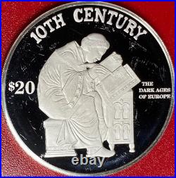 1997 Cook Islands $20 Proof. 95 Oz Silver Dark Ages Europe Monk Writing Rarecoin