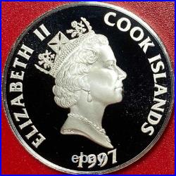 1997 Cook Islands $50 Silver Proof Christopher Columbus Ship Explorer Rare Coin