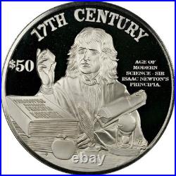 1997-FM Cook Islands $50 Dollars 17th Century Isaac Newton Silver NGC PF 69 UC