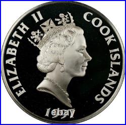 1997-FM Cook Islands $50 Dollars 17th Century Isaac Newton Silver NGC PF 69 UC
