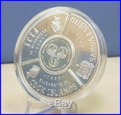 1998 Cook Islands, Fiji, Samoa Tripartite Fan-Shaped 5 Oz Silver Proof Coin Set