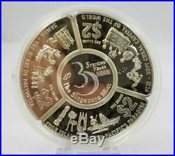 1998 Cook Islands, Fiji, Samoa Tripartite Fan-Shaped Silver Proof Coin Set